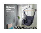 Gardeon Hanging Hammock Chair Swing Outdoor Portable Camping 2 Cushions Grey