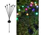 2PCS Solar Powered Firefly Lights, Solar Starburst Swaying Garden Lights, Outdoor Waterproof Decorative String Lights - Colorful
