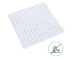 Square Shower Mats Non-slip Anti Mold Bath Mats Machine Washable Bathroom Mat with Suction Cup, Antibacterial Rubber Children's Shower Mat - White