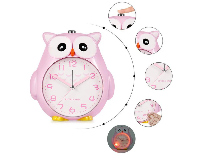 Alarm clock children without ticking Children's clock with night light, bedroom snooze function clock Alarm clock