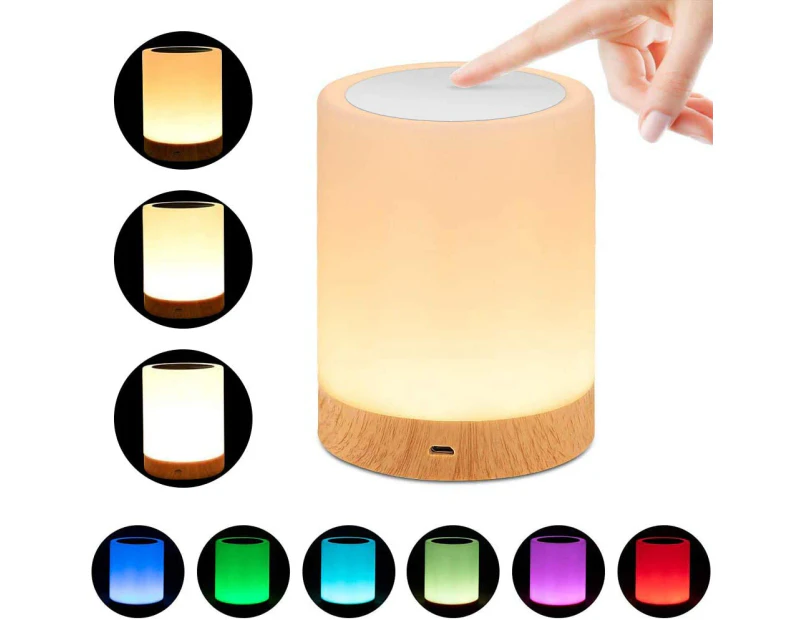 Led Night Light, Touch Control Bedside Lamp, Usb Rechargeable 16 Rgb Dimmable Color Changing Table Lamp