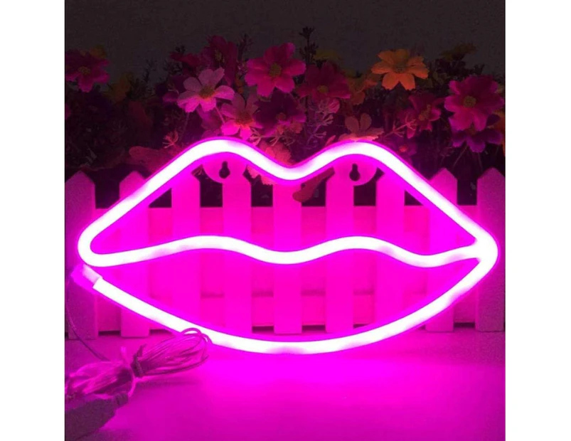 Lips Shape Led Neon Signs Romantic Decorative Art Neon Lights Wall Decor For Christmas Gift (Pink)