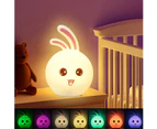 Night Light For Kids Room, Cute Silicone Night Light For Toddler Girls, With 7 Color Changing Leds