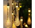 1Pcs Solar Water Drop String Lights - 8 Modes 6.5M 30 Lights Solar Warm White