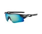 Polarized Sports Sunglasses，for Men Women Cycling Running Driving Fishing Glasses-Black frame gold film