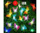 LED String Lights, 12Pcs Multi-Color LED Fiber Optic Butterfly Lights, 16ft Length, Solar-Powered Fairy Lights