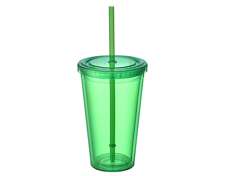 Double Wall Tumbler with And Straw, Plastic Tumbler Cups, Reusable Iced Coffee Tumblers, Clear Tumblers