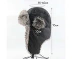 Unisex Hat Solid Color Plush Lining Autumn Winter Waterproof Warm Cap for Riding Black