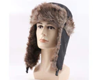 Unisex Hat Solid Color Plush Lining Autumn Winter Waterproof Warm Cap for Riding Black