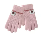 1 Pair Child Gloves Stretchy Skin-friendly Keep Warm Braid Button Winter Gloves for Outdoor Pink