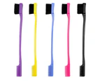 5pcs double head eyebrow brush - yellow purple blue black rose red5 Pieces Hair Edge Brush Double Sided Control Hair Brush Comb