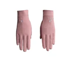1 Pair Women Gloves Keep Warm Full Finger Flannel Touch Screen Winter Cycling Gloves for Outdoor Pink2