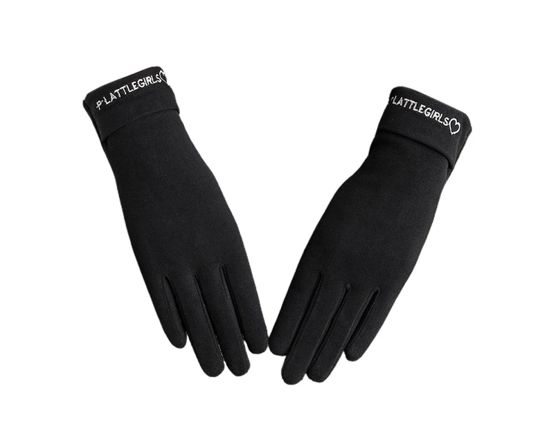 1 Pair Women Gloves Keep Warm Full Finger Flannel Touch Screen Winter Cycling Gloves for Outdoor Black 1
