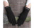 1 Pair Women Gloves Keep Warm Full Finger Flannel Touch Screen Winter Cycling Gloves for Outdoor Black 1
