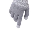 1 Pair Women Gloves Jacquard Touch Screen Autumn Winter Thickened Windproof Knitted Gloves for Travel Grey