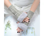 1 Pair Warm Gloves Breathable Good Thermal Insulation Arm Warmer Fingerless Knitted Long Gloves for Writing Light Grey