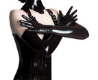 Gothic Women Wet Look Faux Leather Gloves Evening Party Dress Cosplay Costume Black