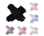 Floral Women Breathable Anti Skid Sun Protection Touch Screen Outdoor Gloves Dark Pink