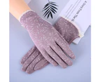 Floral Women Breathable Anti Skid Sun Protection Touch Screen Outdoor Gloves Dark Pink