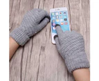 Stylish Women Winter Soft Warm Knitted Stretch Full Finger Touch Screen Gloves Grey