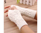Fashion Women Girl Winter Wrist Warm Knitted Fingerless Soft Gloves Xmas Gift White