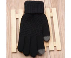 Stylish Women Winter Soft Warm Knitted Stretch Full Finger Touch Screen Gloves White
