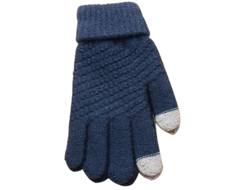 Women Man Winter Soft Knit Touch Screen Gloves Texting Capacitive Smartphone Cyan