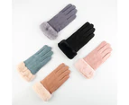 Women Winter Suede Thick Fleece Lined Touch Screen Warm Outdoor Sports Gloves Khaki