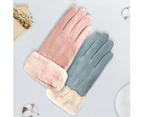Women Winter Suede Thick Fleece Lined Touch Screen Warm Outdoor Sports Gloves Khaki