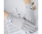 Women Rabbit Ear Dotted Thin Cotton Anti UV Slip Touch Screen Driving Gloves LT-A-1-Black