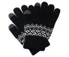 Winter Women Non-slip Touch Screen Knitted Gloves Thicken Warm Elastic Mittens Black