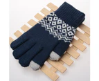 Winter Women Non-slip Touch Screen Knitted Gloves Thicken Warm Elastic Mittens Cyan