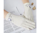 Women Rabbit Ear Dotted Thin Cotton Anti UV Slip Touch Screen Driving Gloves LT-A-8-Grey