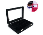 Jewelry Box|20CMX15CMX4.5CM Black Velvet Jewelry Storage Box-24 Grids