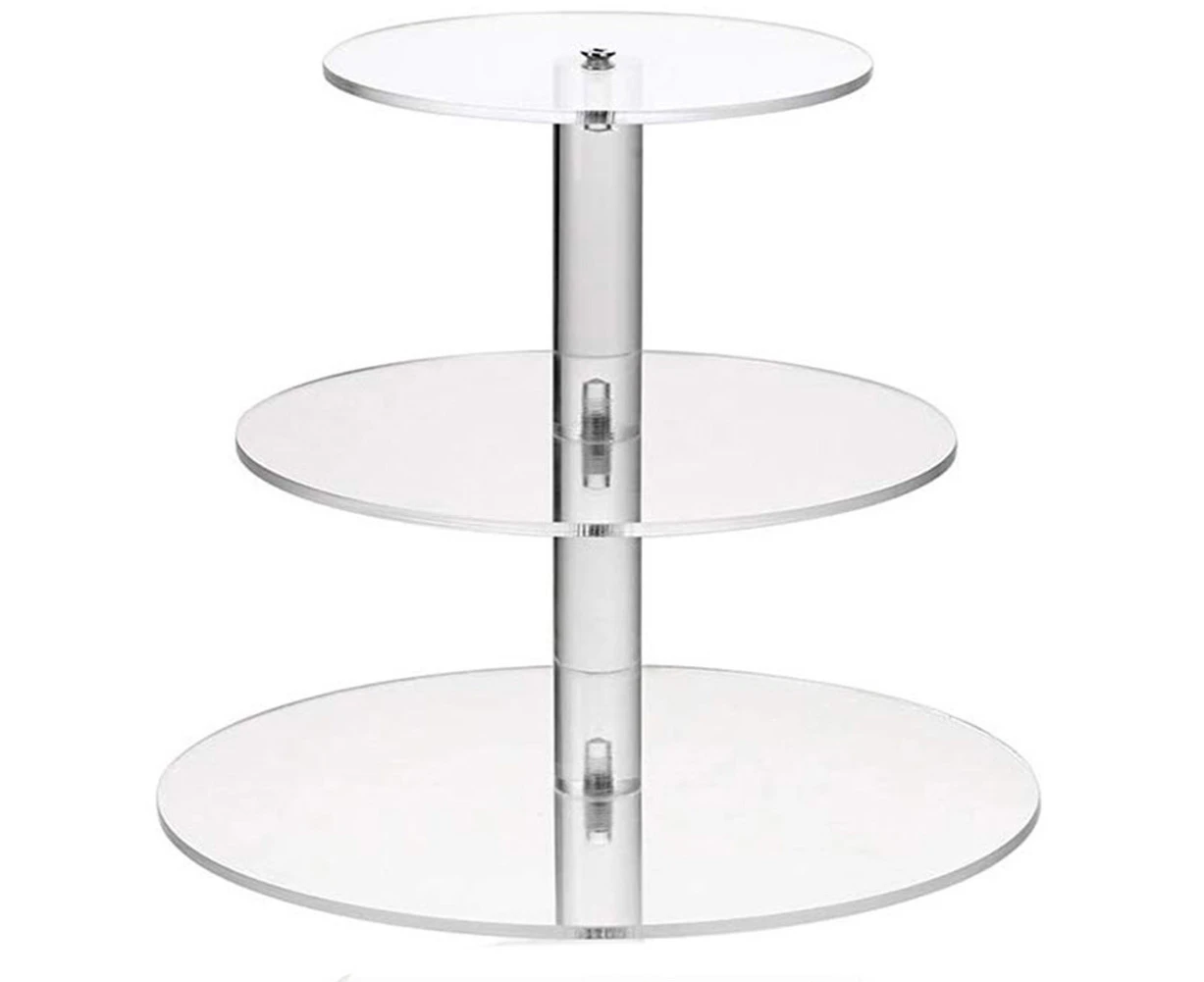 Transparent Round Acrylic 3/4 Tier Cake Holder Party Cupcake Display Stand-3 Layer