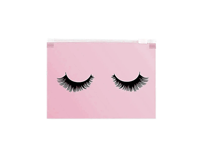 Erlez 50 Pcs Cosmetic Bags Waterproof Mini Size Eyelash Print Save Space Zipper Storage Solid Color Travel Tear-resistant Makeup Pouches for Trip-Pink