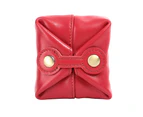 Erlez Coin Purse Solid Color Button Closure Mini Clutch Bag Money Storage Vintage Faux Leather Wallet Key Lipstick Cardholder Bag for Unisex Adults-Red