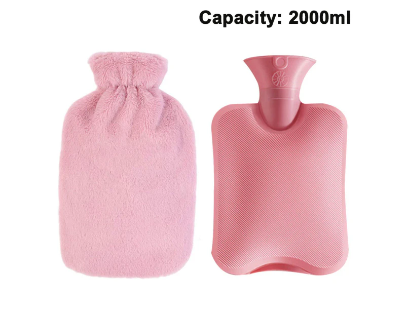 Hot Water Bottle with Soft Plush Cover - 2L - Classic Hot Water Bag for Pain Relief, Neck and Shoulders, Feet Warmer, Menstrual Cramps, Hot and Cold T-Pink