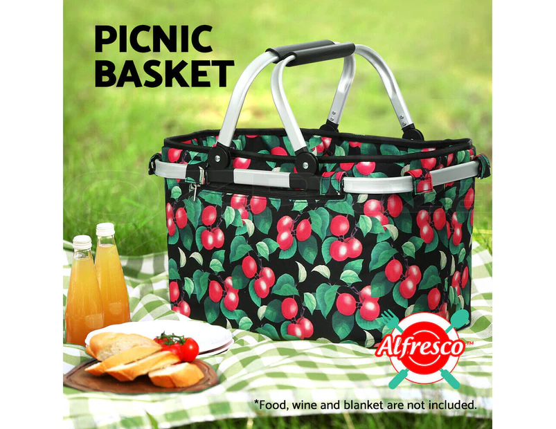 Alfresco Picnic Bag Basket Folding Large Hamper Camping Hiking Insulated