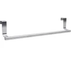 Modern Towel Bar with Hooks for Bathroom and Kitchen, Brushed Stainless Steel Towel Hanger Over Cabinet (9 inch)