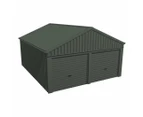 Stratco Domestic Gable Roof Shed Double Garage 5.45 x 6.21 x 2.4m Gable End Roller Door Slate Grey - Slate Grey