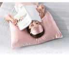 Natural Silk Pillowcase with Eye Mask, 100% Grade 6A Mulberry Silk Envelope Pillow Cover-Standard-Pink