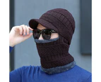 Men Women Winter Stretchy Knitted Hat Neck Gaiter Full Face Cover Warm Balaclava Navy Blue