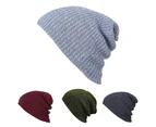 Men Women Solid Color Baggy Slouchy Knit Beanie Hat Winter Warm Ski Skull Cap Dark Gray