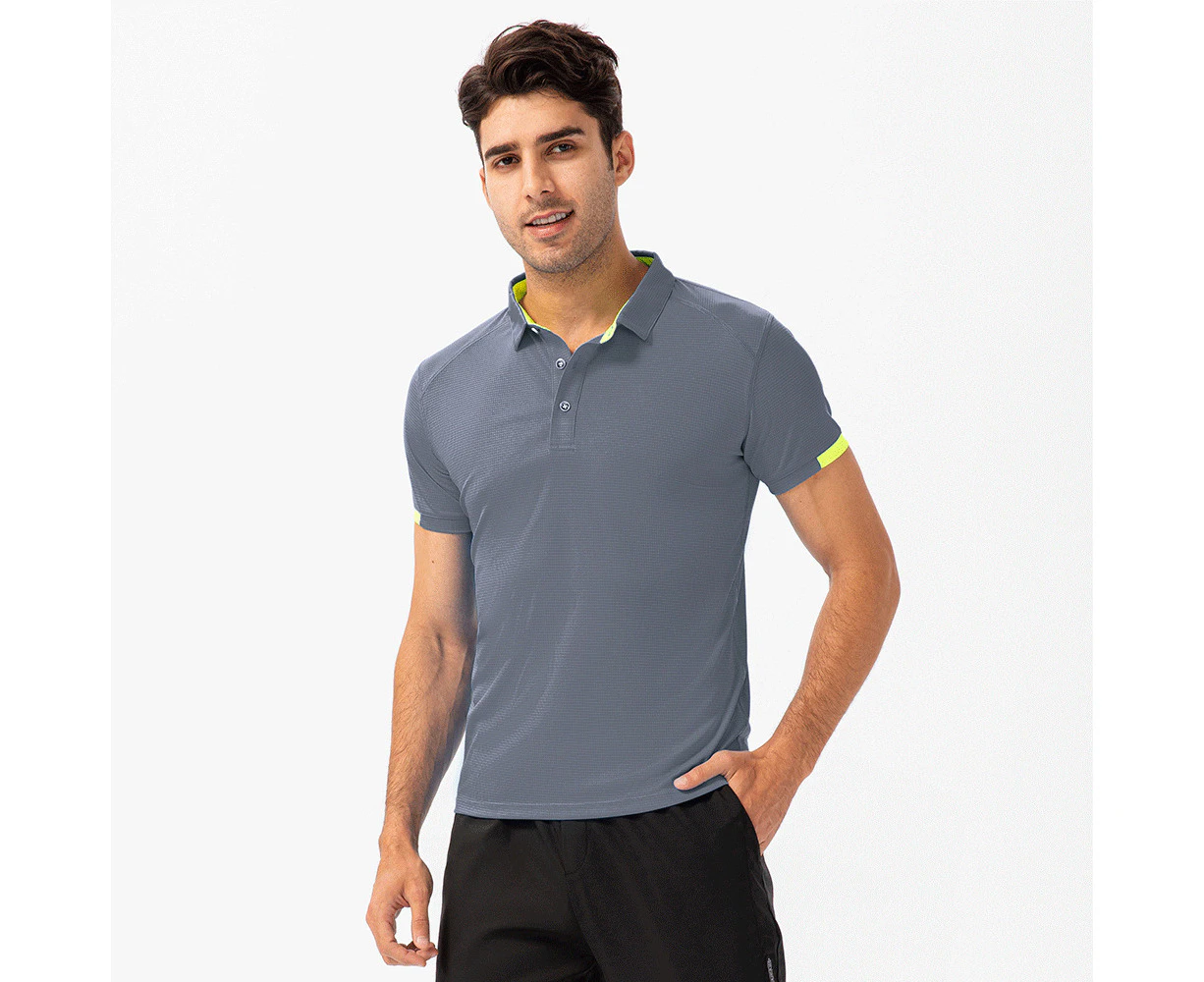 Bonivenshion Men's Polo Shirts Short Sleeve Moisture Wicking Golf Polo Athletic Collard Shirts Tennis T-shirt Tops - Grey