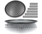 1 Pieces Pizza Crisper Pan Carbon Steel Pizza Pan Non-Stick Round Pizza Tray with Holes for Home Restaurant Hotel Use(32cm)