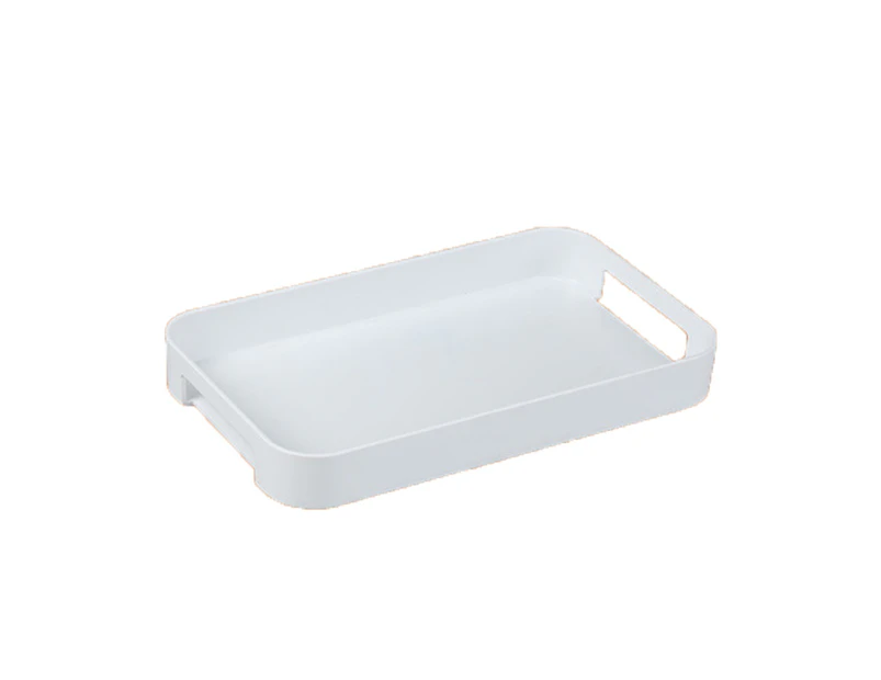 White Serving Tray with Handles Stackable Rectangle Plastic Serving Platter