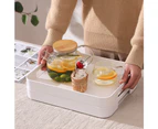 White Serving Tray with Handles Stackable Rectangle Plastic Serving Platter