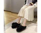 ishuif Women Winter Cartoon Dog Fluffy Plush Backless Slippers Anti Skid Indoor Shoes-Brown 38 - Brown