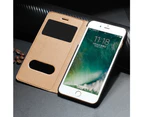 PU Leather Case For iPhone 8 Flip Cover Window View Luxury Flip Stand